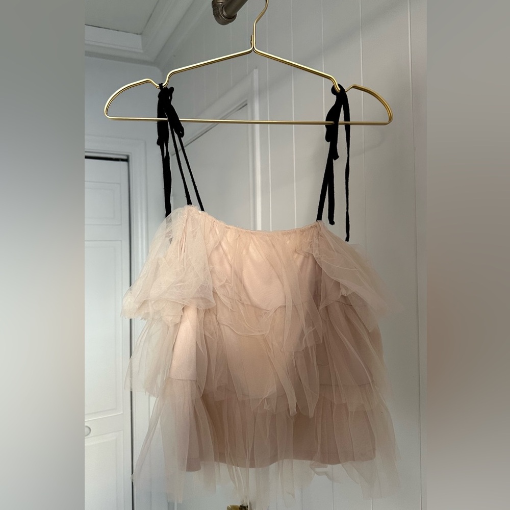 Anthropologie Elegant Cream Tulle Top
